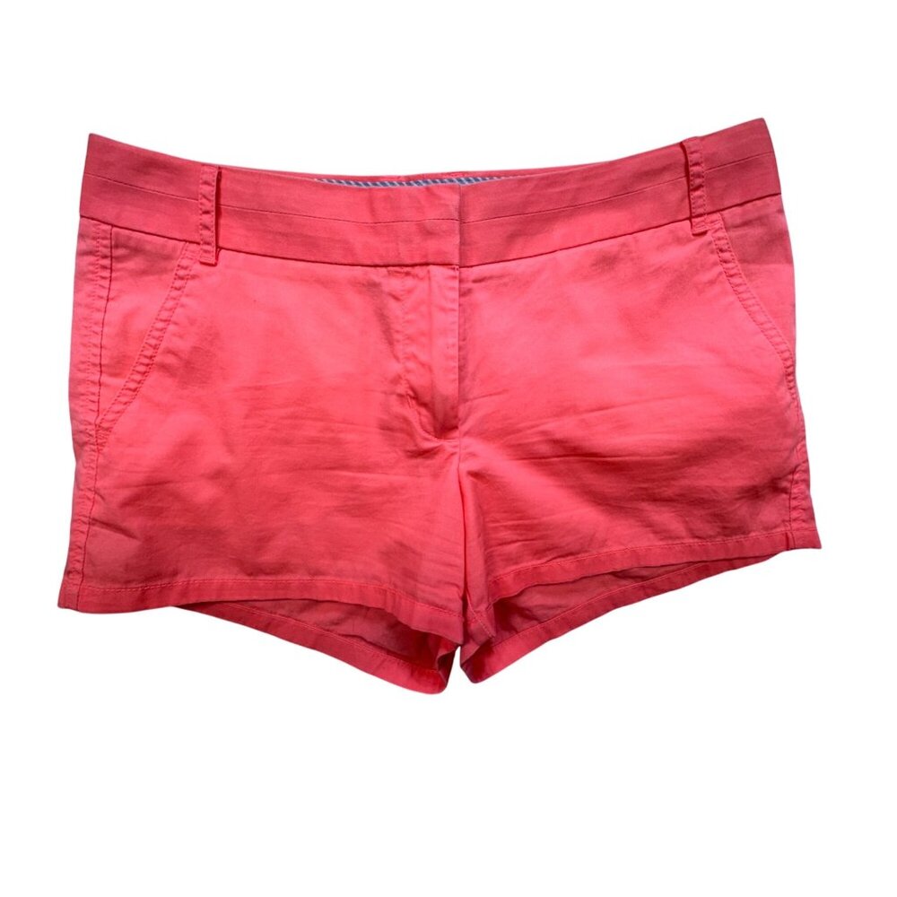 J.Crew Womens Broken-In Chino Shorts Size 8 Coral Red Flat Front Casual Summer